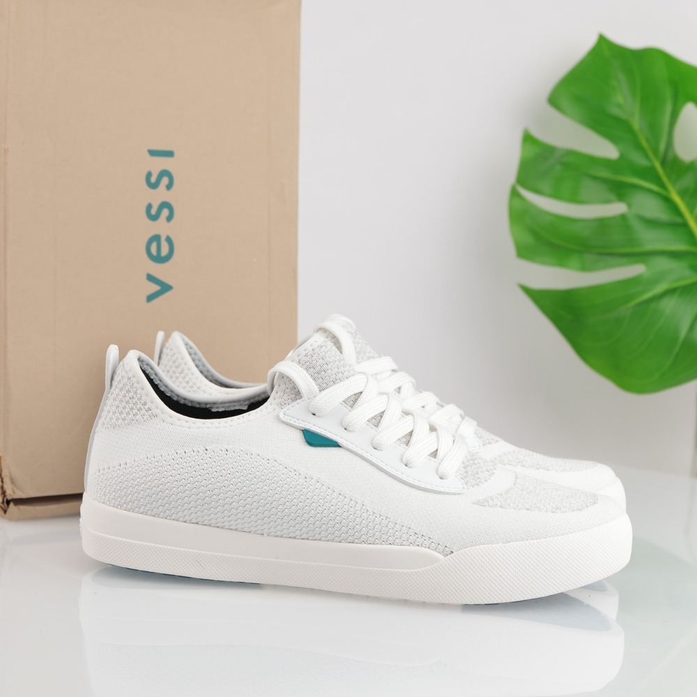 Vessi Womens Weekend Sneaker Size 9 Waterproof White Marble Lace Up Comfort Shoe